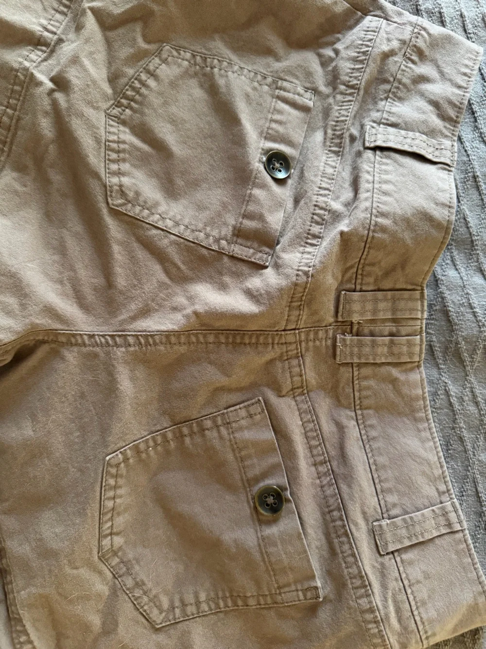 New York & Company Tan Cotton Shorts with Button Pockets